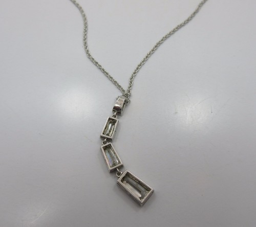 Sterling Silver 4 stone cz pendant 925 necklace women chain 18 inche - Picture 5 of 7