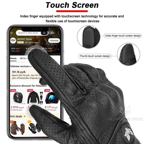 2023 Vintage Leder Motorrad Handschuhe Herren Touchscreen Antirutsch Retro Biker - Bild 5 von 16