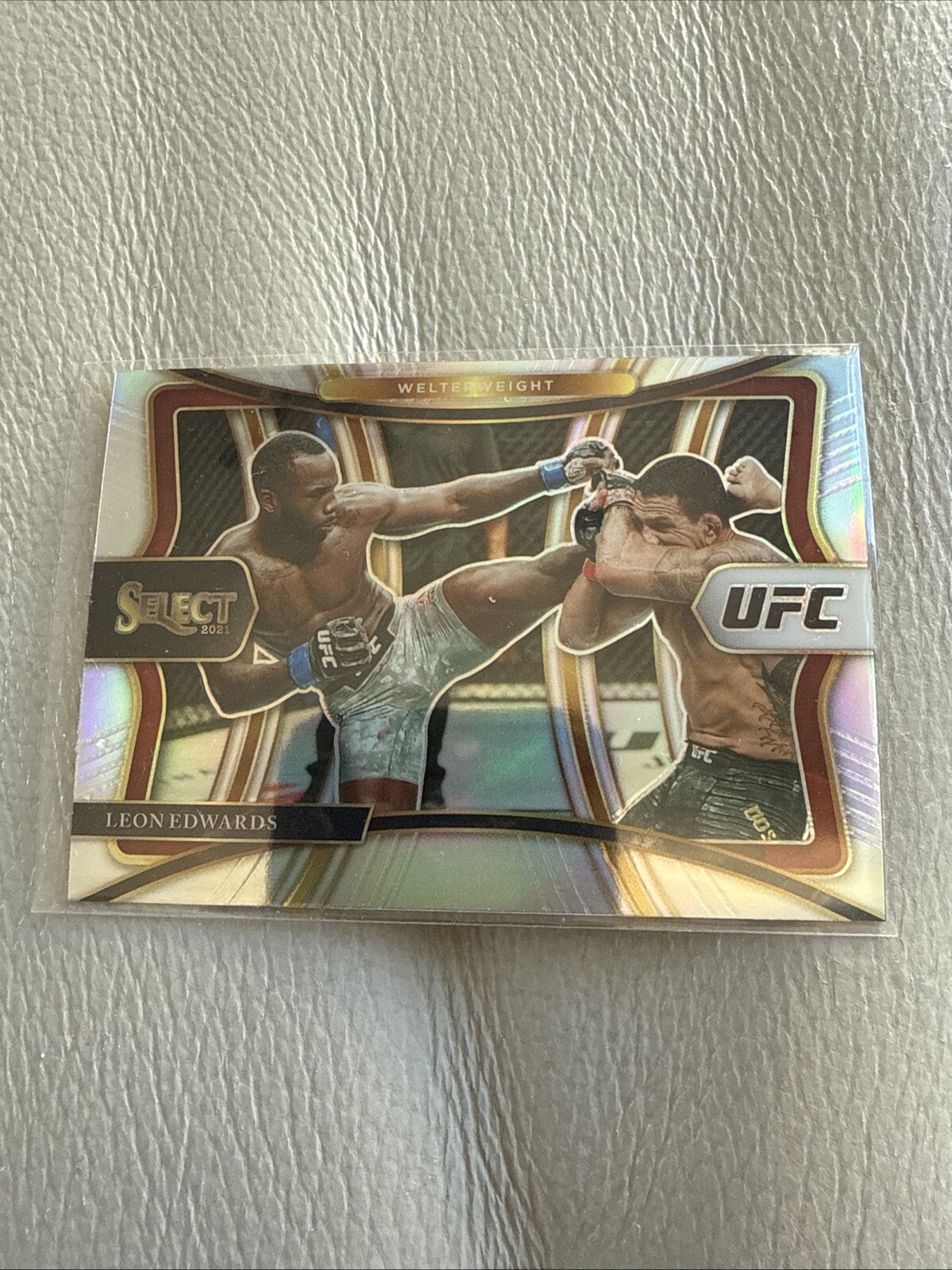 2021 PANINI UFC SELECT LEON EDWARDS SILVER PRIZM PREMIER LEVEL CARD #164 NM