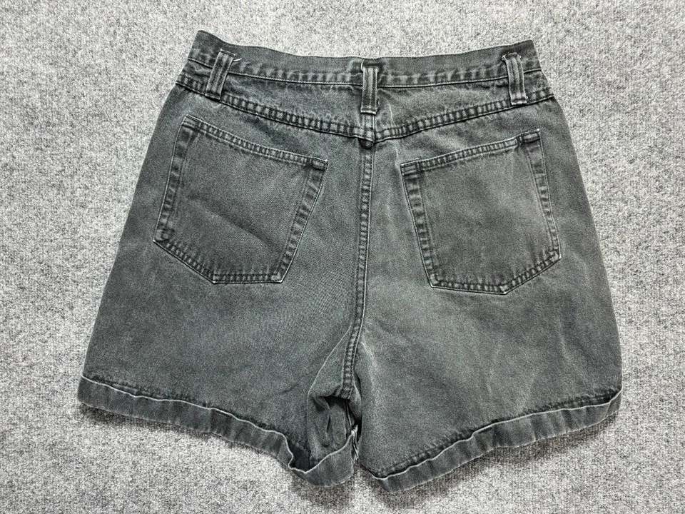 Vintage New York & Company Denim Jean Shorts Cuffed Women's Size 12 Black Faded - Image 2 of 4
