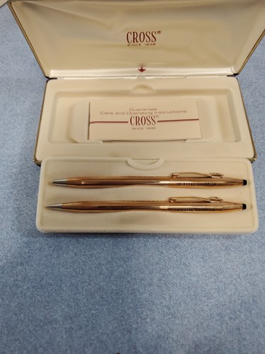 Vtg CROSS Pen/Pencil Set 14K G F, RARE "Blue Ink", 1501 Uniroyal/Goodrich - Picture 9 of 10