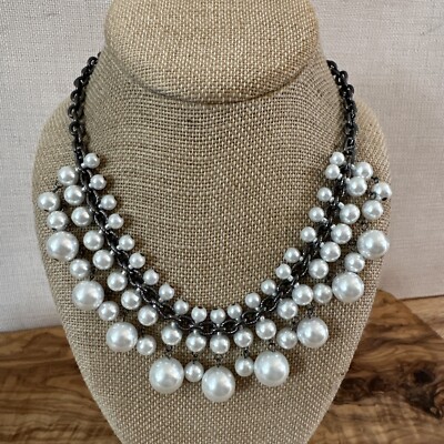 Robert Rose Statement Necklace Simulated Pearl Perfect Drop 17'' Adjustable