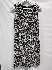 Ann Taylor Petite Sheath Dress Black & Ivory Floral Lined Sleeveless 0P