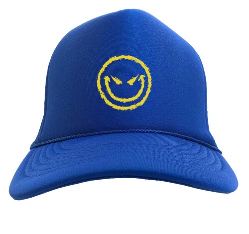 Evil Smiling Face - Badass Emoticon Crazy Solid Trucker Hat - Picture 6 of 20
