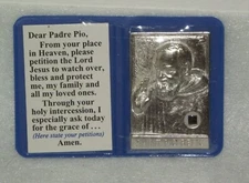 New old stock medal pocket shrine St Padre Pio relic prayer card folder