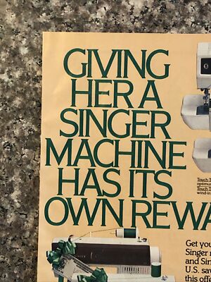 1982 Singer Touch-Tronic Memory Stitch PRINT AD Sewing Machine VTG