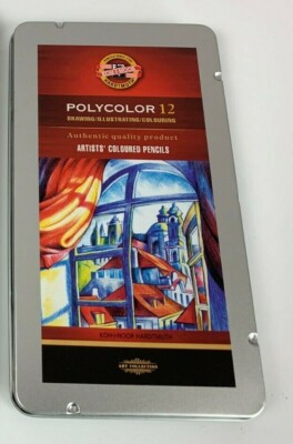 Polycolor 12 Artists Colored Pencils Drawing Illustrating Coloring Hardtmuth NEW