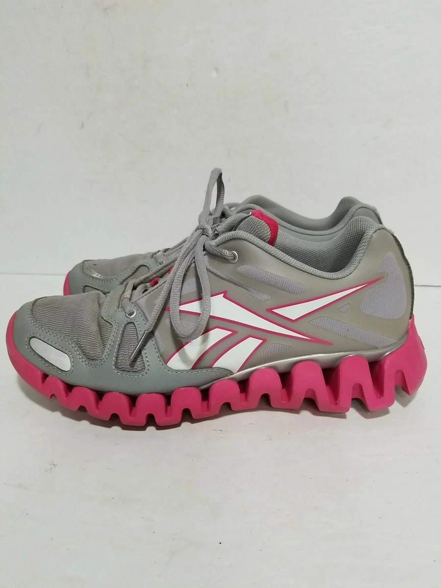 Reebok Zig Tech Womens Running Training Shoes Gray Silver Pink Size 7.5