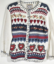 Vintage Heirloom Collectibles Sweater Hearts/Flowers Heavy Knit 90s Size Medium