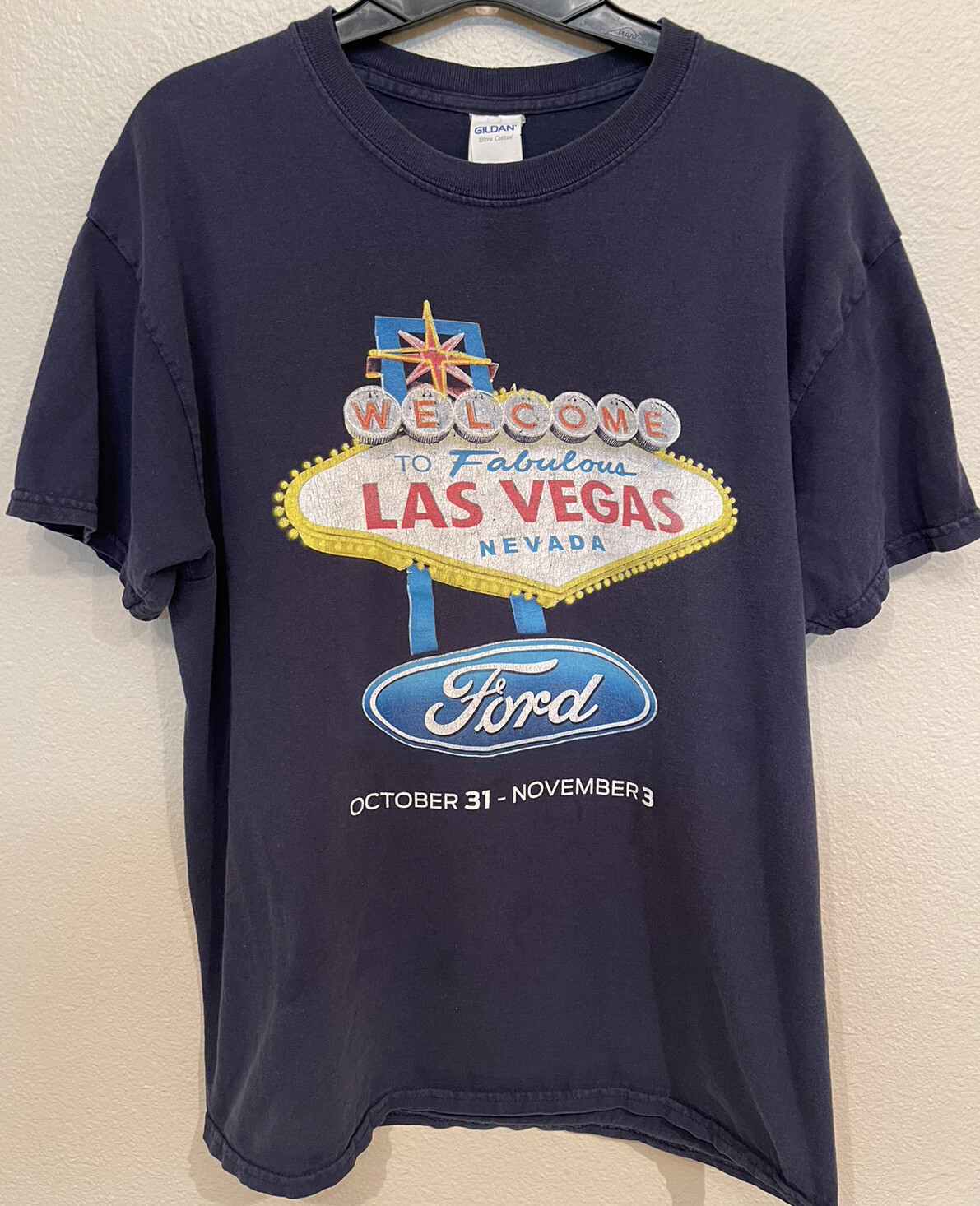 PONY T shirt vintage Las Vegas Ford Mustang taglia large uomo auto rare