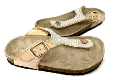 Bongo Youth Girl's Sophie Slip On Embellished T-Strap Sandals Tan Size:12 142C