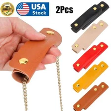 2x Leather Handbag Handle Wrap Cover Purse Strap Cover Replacement with Buttons