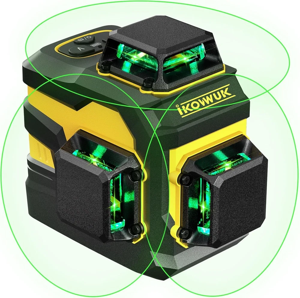 IKOVWUK Laser Level, 3x360° Cross Line for 3x360°, Black and Yellow