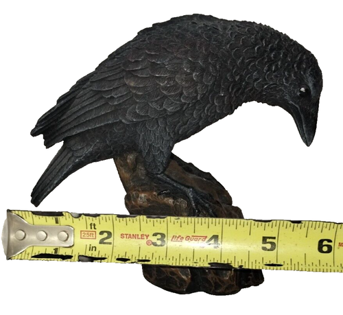 Ebros Perching Raven On Rock Statue Gothic Crow Scavenger Bird Decor 5 1/8" Tall - Picture 9 of 10