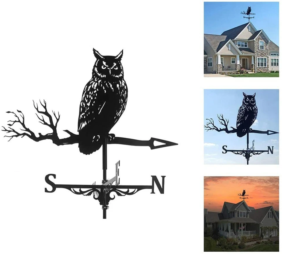 Yard Barn Scene Owl/Eagle Weather Vane Stainless Steel Weather Vane Garden Decor - Image 4 of 4