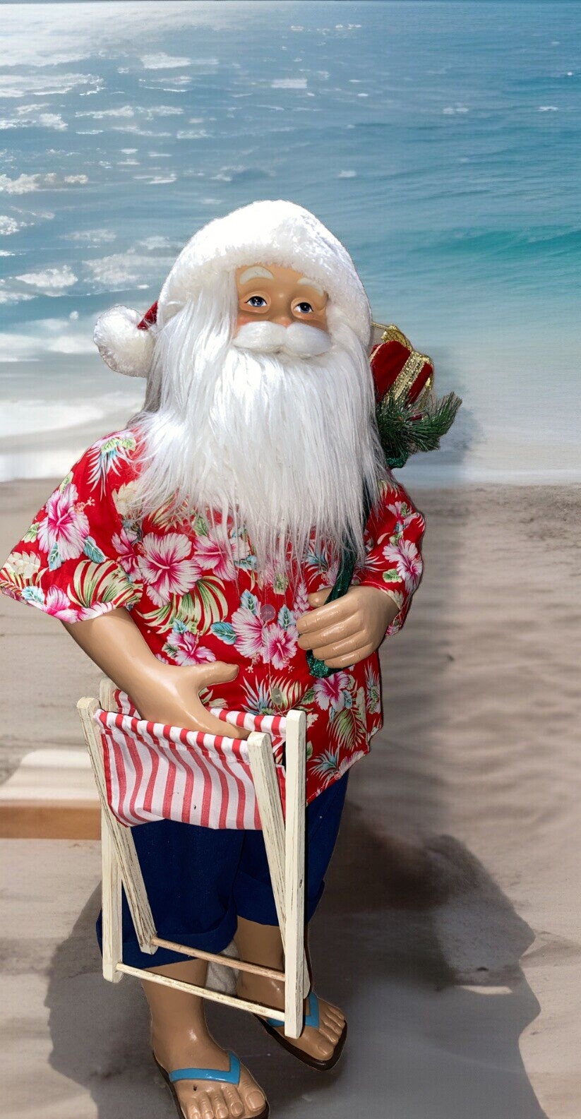 SANTA CLAUS Hawaiian Shirt 36” Beach Greeter Christmas Doll Store Display