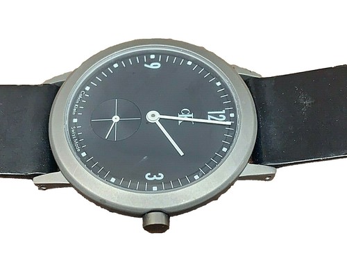 Calvin Klein Watch Leather Band Blue Dial Gold Tone Case New  display picture 3