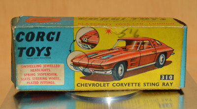 CORVETTE: A superb CORGI TOYS CHEVROLET CORVETTE STINGRAY (310). Silver, lemon interior