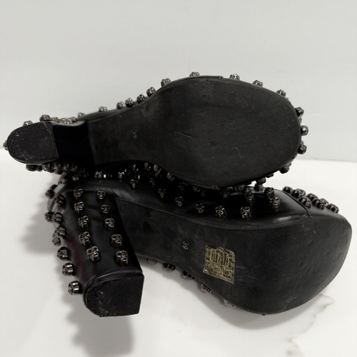 RARE Jeffrey Campbell Handmade Lita Skull Studded Platform Booties Size 39 US 8 - Picture 8 of 12