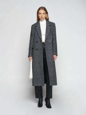 Women Michelle Keegan Fool Me Once Winter Wool Grey Checkered Long Coat