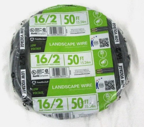 Southwire 50’ 16/2 - Electrical Landscape Lighting Wire - Low Voltage Stranded