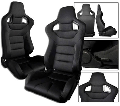 Ford Racing Chair 2 NEW BLACK CLOTH RACING SEAT RECLINABLE ALL FORD ** | eBay