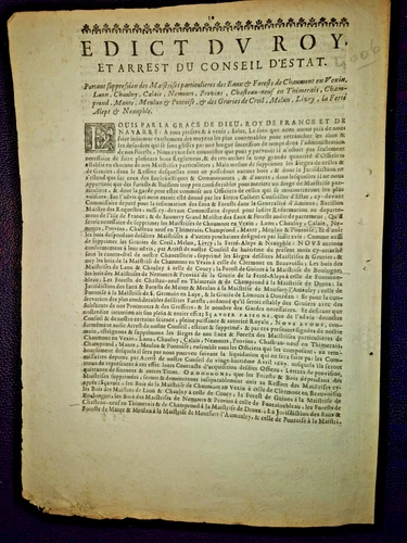 Édit Louis XIV 1667 Réformation Eaux & Forêts Colbert Vexin Picardie Mante