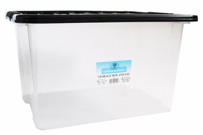 3 x 30 Ltr Hochwertige Kunststoff Aufbewahrung Klar Box mit Deckel Home Office Stapelbar UK