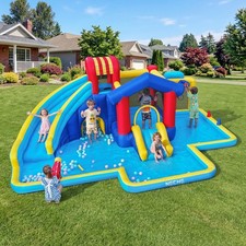 8 in 1 Bounce House for Kids, Big Swimming Pool Bouncy Castle with Slide Blower