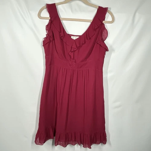 VALENTINO Abito Anthropologie Moulinette Soeurs in seta 6 marrone senza maniche con volant romantico