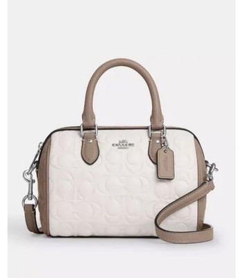 NWT Coach Mini Rowan Crossbody Bag In Blocked Signature Leather CY744 chalk