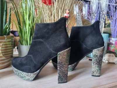   TOSCA BLU crystal High Heel Pumps 289,-  Wildleder Glitzer schwarz Plateau 40