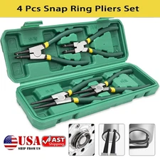 7" Internal/External Snap Ring Pliers 4Pcs/Set Heavy Duty Circlip Pliers Kit USA