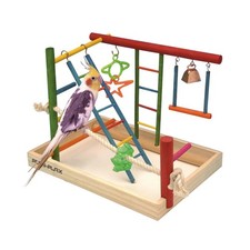 Large Wooden Bird Playpen for Cockatiels and Conures - Multicolor Activity Gym