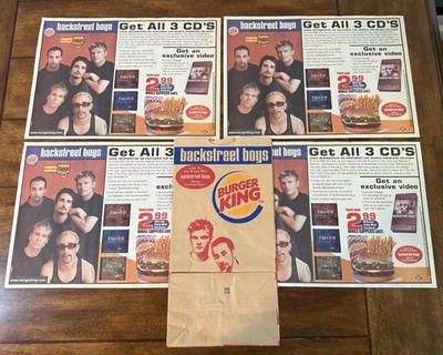 Vintage Lot (5) 2000 Burger King Backstreet Boys BSB Restaurant Placemat Bag A10