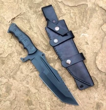 Hand Forged Full Tang Army Tactical Custom Carbon Steel Hunter Tracker Knife