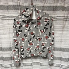 Disney Mickey Mouse Gray Pullover Hoodie Women's Size L Graphic Print