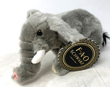 2018 FAO Schwarz Realistic Plush Grey Elephant with Tags Elephant Tusks