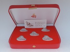 Japanese Sterling Silver Mandarin Duck Chopsticks Rests Hashioki Set of 5 w Box