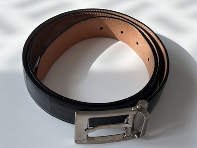 Montblanc Herrengürtel Schwarz Leder Wendegürtel 108 cm Made in Italy