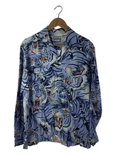 WACKO MARIA Long Sleeve Shirt M Rayon BLU All-over Pattern