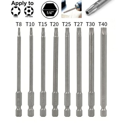 8pcs T8-T40 Magnetic Head Torx Screwdriver Bit Set Security Tamper Proof Star