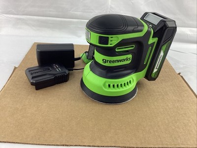 Greenworks 24V, 5'' Orbital Random Sander Kit, 2Ah Battery and Charger Included