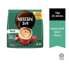 2 X Packs NESCAFE 3 in 1 RICH Instant Coffee 50 Sticks Sachets