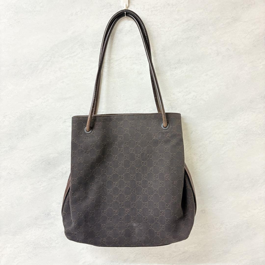 GUCCI GG Canvas Dark Brown Tote Shoulder Bag Japan Import