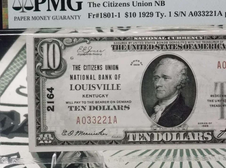 1929 $10 National Currency *LOUISVILLE* KY Fr#1801-1 PMG CU64 EPQ CH#2164 *T.1* - Image 2 of 4
