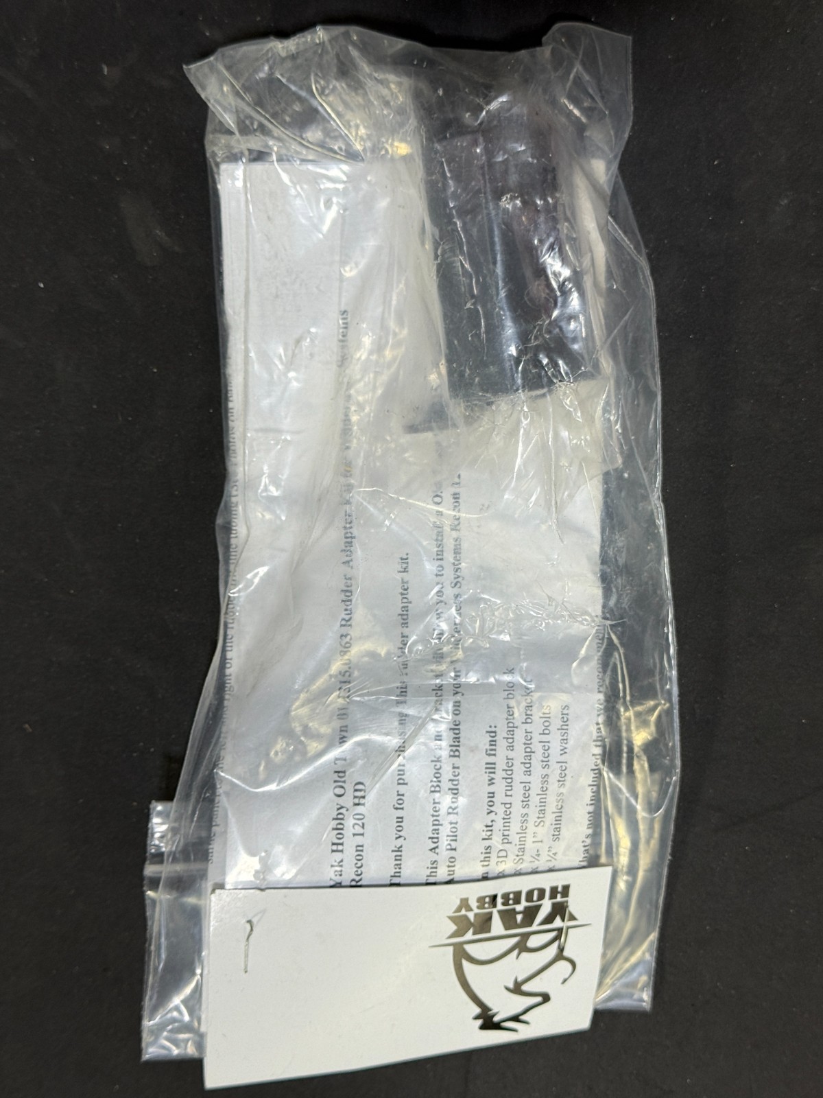 YAK Hobby OLD TOWN 01.1315.0863 RUDDER ADAPTER KIT FOR RECON 120 HD