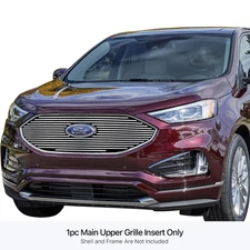 For Ford Edge 19-24 Polished 8x6 mm Horizontal Billet Main & Bumper Grille Set