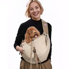 Dog Carrier Sling, Dog Carriers for Small Dogs Up to 20lbs, Beige Puppy Sli...