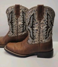 ARIAT Kid's Koel VentTEK Spiced Cider Metallic Leopard Brown Square Boots Size 4
